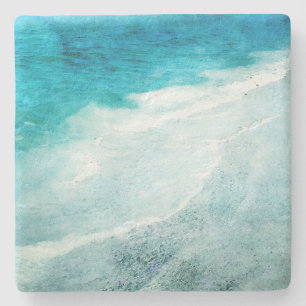 Retro Beach - kustvisserij Blauwgroen Blauwe Oceaa Stenen Onderzetter