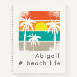 Retro Beach Life, wit silhouet Notitieboek