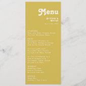 Retro Beach | Menu du dîner de mariage doré (Devant)