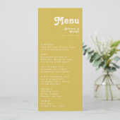 Retro Beach | Menu du dîner de mariage doré (Debout devant)
