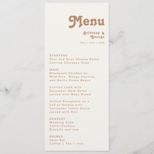 Retro Beach | Menu Ivory Wedding Dinner (Voorkant)