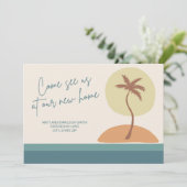 Retro  Beach Palm Trees die aankondiging verplaats (Staand voorkant)