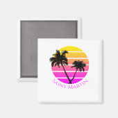 Retro Beach Palm Trees Saint Martin Magneet (Voorkant / Achterkant)