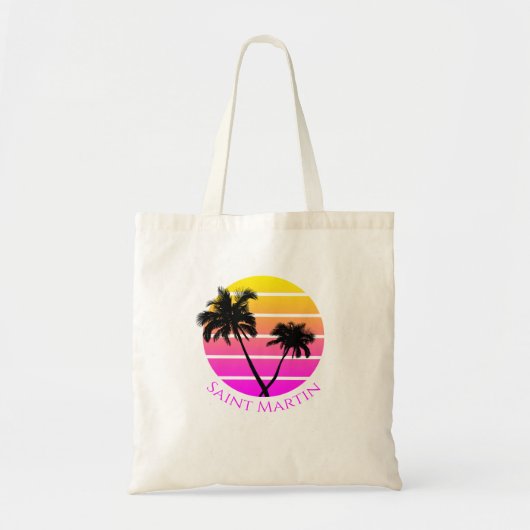 Retro Beach Palm Trees Saint Martin Tote Bag (Voorkant)