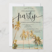 Retro Beach Palms Verloving Kaart (Voorkant)