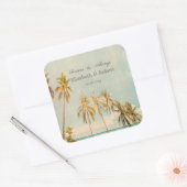 Retro Beach Palms Vierkante Sticker (Envelop)