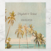 Retro Beach Palms Wijn Etiket (Enkel label)