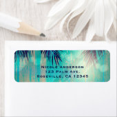 Retro BEACH PARTITY Sunny Palm Trees Summer Birthd Etiket (Insitu)