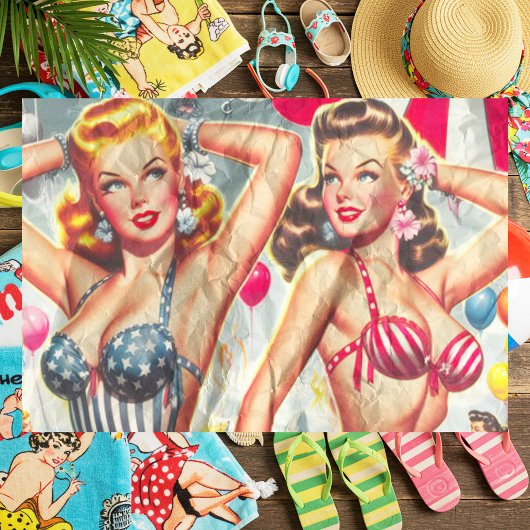 Retro Beach Party Pin-ups Tissuepapier