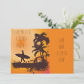 Retro Beach party sunset strand surfer Kaart (Staand voorkant)
