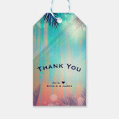 Retro BEACH PARTY Zonnige Palm Trees Party Favor Cadeaulabel (Voorkant)