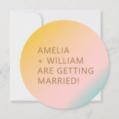 Retro Beach Pastels gradiënt Unieke vorm bruiloft Kaart (Voorkant)