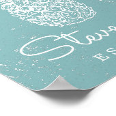  Retro Beach Pineapple Familienaam Afdrukken Poster (Hoek)