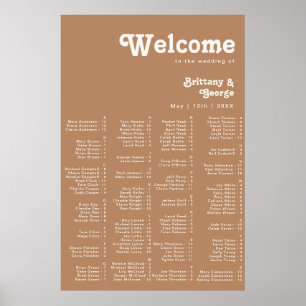 Retro Beach Poster met bruine alfabetische zitpl
