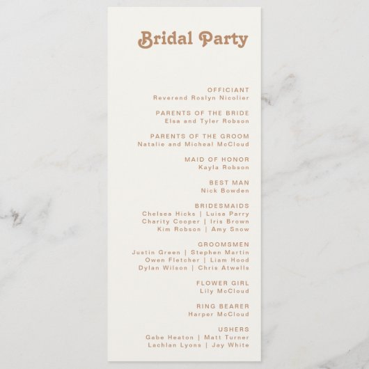 Retro Beach | Programma bruine bruiloft (Achterkant)