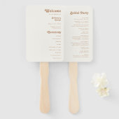 Retro Beach | Programma Ivory Wedding Hand Fan Handwaaier (Voorkant en achterkant)