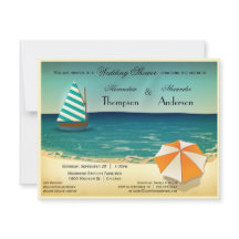 Retro Beach Scene Weddenschap Shower Uitnodiging