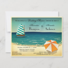 Retro Beach Scene Weddenschap Shower Uitnodiging