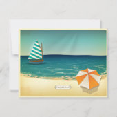 Retro Beach Scene Weddenschap Shower Uitnodiging (Achterkant)