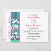 Retro Beach Sunset Graduparty Kaart (Voorkant)