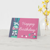 Retro Beach Sunset Happy Birthday wil Kaart (Gele Bloem)