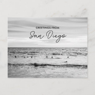 Retro Beach Surfer Groeten uit San Diego Briefkaart