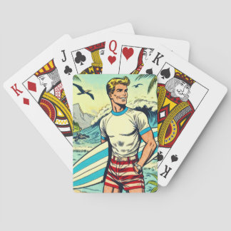Retro Beach Surven Comics Pokerkaarten
