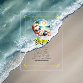 Retro Beach Theme Here Comes The Son Baby shower Acryl Uitnodigingen