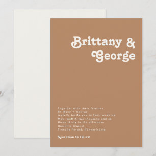 Retro Beach   Uitnodiging tot bruin huwelijk