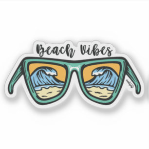 Retro Beach Vibes beide zijden kunstwerk. T-Shirt Sticker