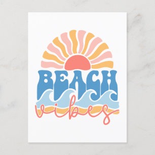 Retro Beach Vibes Briefkaart - "Beach Vibes"