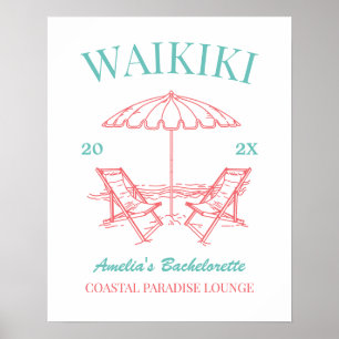  Retro Beach vrijgezellenfeest Gepersonaliseerd Poster