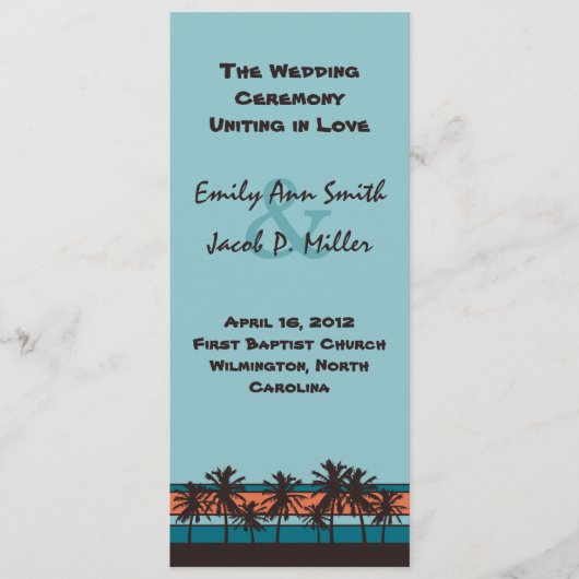 Retro Beach Weddenprogramma Programma (Voorkant)