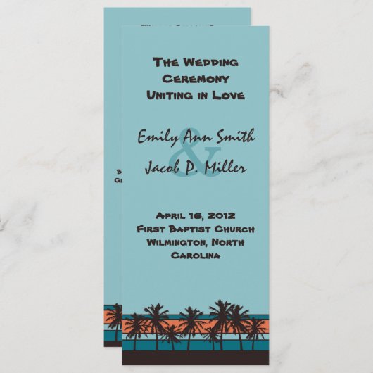 Retro Beach Weddenprogramma Programma (Voorkant / Achterkant)