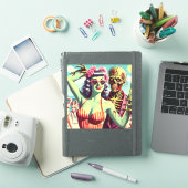 Retro Beach Zombie Pin-Up Sticker (iPad Cover)