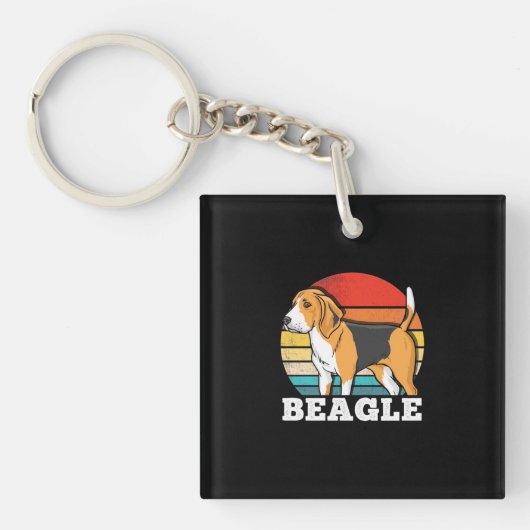 Retro Beagle Dog Sleutelhanger (Voorkant)