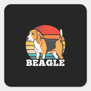Retro Beagle Dog Vierkante Sticker