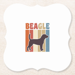 Retro Beagle-hond Retro Streep Vectorontwerp_1 Kartonnen Onderzetters
