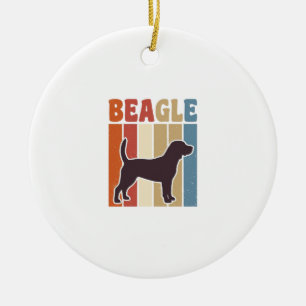 Retro Beagle-hond Retro Streep Vectorontwerp_1 Keramisch Ornament