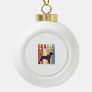 Retro Beagle-hond Retro Streep Vectorontwerp_1 Keramische Bal Ornament