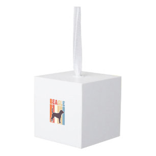 Retro Beagle-hond Retro Streep Vectorontwerp_1 Kubus Ornament