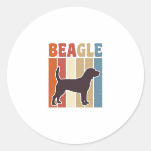 Retro Beagle-hond Retro Streep Vectorontwerp_1 Ronde Sticker