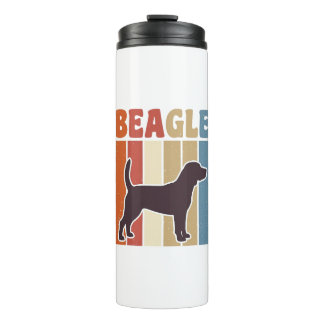Retro Beagle-hond Retro Streep Vectorontwerp_1 Thermosbeker