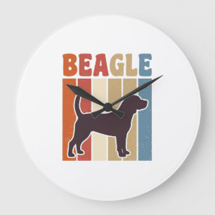 Retro Beagle-hond Retro Stripe Vector Design_1 Grote Klok