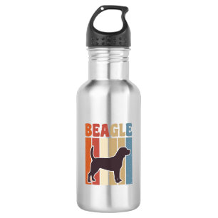 Retro Beagle-hond Retro Stripe Vector Design_1 Waterfles
