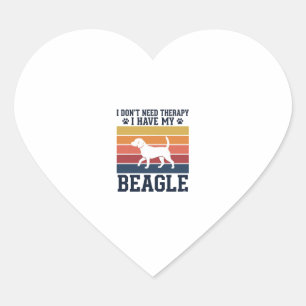 Retro Beagle Hond Therapie Shirt Ontwerp_1 Hart Sticker