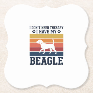 Retro Beagle Hond Therapie T-shirt Ontwerp_1 Kartonnen Onderzetters