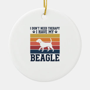 Retro Beagle Hond Therapie T-shirt Ontwerp_1 Keramisch Ornament