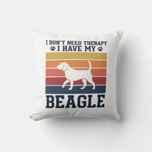 Retro Beagle Hond Therapie T-shirt Ontwerp_1 Kussen