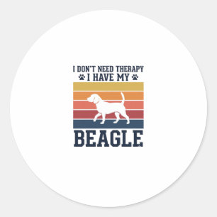 Retro Beagle Hond Therapie T-shirt Ontwerp_1 Ronde Sticker